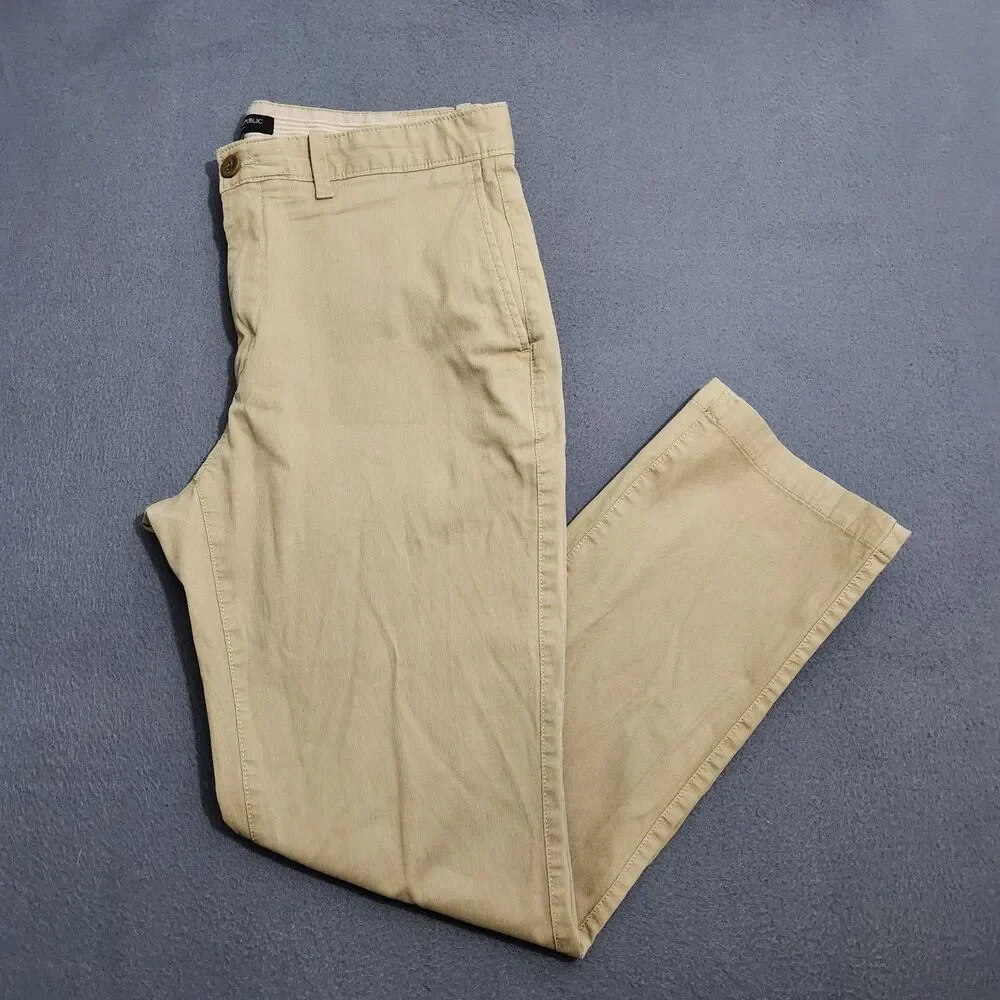 Banana Republic Chino Pants Men 33X30 (34X28) Tan Aiden Bedford Fit